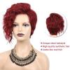 SEVENCOLORS Short Brown Curly Wigs for Black Women Pixie Cut Bob Wigs Synthetic Hair Short Wavy Wigs with Bangs Asymmetrical Brown and Black Wig(Burgundy)