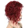 SEVENCOLORS Short Brown Curly Wigs for Black Women Pixie Cut Bob Wigs Synthetic Hair Short Wavy Wigs with Bangs Asymmetrical Brown and Black Wig(Burgundy)
