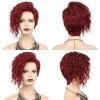 SEVENCOLORS Short Brown Curly Wigs for Black Women Pixie Cut Bob Wigs Synthetic Hair Short Wavy Wigs with Bangs Asymmetrical Brown and Black Wig(Burgundy)