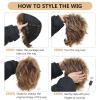 SEVENCOLORS Short Brown Mixed Blonde Wigs for White Women Layered Natural Dark Brown Pixie Wig with Highlights Synthetic Hair Womens Wigs(Mixed blonde)
