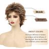 SEVENCOLORS Short Brown Mixed Blonde Wigs for White Women Layered Natural Dark Brown Pixie Wig with Highlights Synthetic Hair Womens Wigs(Mixed blonde)