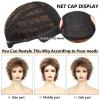 SEVENCOLORS Short Brown Mixed Blonde Wigs for White Women Layered Natural Dark Brown Pixie Wig with Highlights Synthetic Hair Womens Wigs(Mixed blonde)