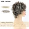 SEVENCOLORS Short Brown Mixed Blonde Wigs for White Women Layered Natural Dark Brown Pixie Wig with Highlights Synthetic Hair Womens Wigs(Mixed brown)