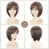 SEVENCOLORS Short Brown Wigs for White Women Natural Hair Lace Front Pixie Bob Wigs Synthetic Brown Mix Blonde Short Womens Wig