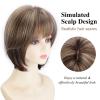 SEVENCOLORS Short Brown Wigs for White Women Natural Hair Lace Front Pixie Bob Wigs Synthetic Brown Mix Blonde Short Womens Wig