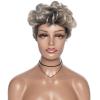 SEVENCOLORS Short Grey Curly Wigs for Black Women Pixie Cut Wave Wigs Synthetic Hair Short Gray Mixed Blonde Wigs Natural Looking