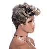 SEVENCOLORS Short Grey Curly Wigs for Black Women Pixie Cut Wave Wigs Synthetic Hair Short Gray Mixed Blonde Wigs Natural Looking