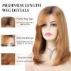 SEVENCOLORS Short Grey Wavy Wigs for White Women Ombre Silver Bob Wig with Dark Roots Synthetic Hair Natural Looking Gray White Wigs(Strawberry blonde)