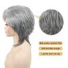 SEVENCOLORS Short Grey Wigs for Women Lace Front Silver Gray Short Wavy Bob Wigs Natural Hair Synthetic Wigs for Older White Women(Gray Pixie Cut)