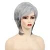SEVENCOLORS Short Grey Wigs for Women Lace Front Silver Gray Short Wavy Bob Wigs Natural Hair Synthetic Wigs for Older White Women(Gray Pixie Cut)