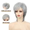 SEVENCOLORS Short Grey Wigs for Women Lace Front Silver Gray Short Wavy Bob Wigs Natural Hair Synthetic Wigs for Older White Women(Gray Pixie Cut)