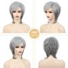 SEVENCOLORS Short Grey Wigs for Women Lace Front Silver Gray Short Wavy Bob Wigs Natural Hair Synthetic Wigs for Older White Women(Gray Pixie Cut)