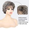 SEVENCOLORS Short Grey Wigs for Women Lace Front Silver Gray Short Wavy Bob Wigs Natural Hair Synthetic Wigs for Older White Women(Mixed dark grey)