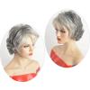 SEVENCOLORS Short Grey Wigs for Women Lace Front Silver Gray Short Wavy Bob Wigs Natural Hair Synthetic Wigs for Older White Women(Mixed silver)