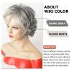 SEVENCOLORS Short Grey Wigs for Women Lace Front Silver Gray Short Wavy Bob Wigs Natural Hair Synthetic Wigs for Older White Women(Mixed silver)
