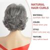 SEVENCOLORS Short Grey Wigs for Women Lace Front Silver Gray Short Wavy Bob Wigs Natural Hair Synthetic Wigs for Older White Women(Mixed silver)