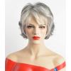 SEVENCOLORS Short Grey Wigs for Women Lace Front Silver Gray Short Wavy Bob Wigs Natural Hair Synthetic Wigs for Older White Women(Mixed silver)