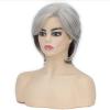 SEVENCOLORS Short Grey Wigs for Women Lace Front Silver Gray Short Wavy Bob Wigs Natural Hair Synthetic Wigs for Older White Women(Short Mixed Grey Wig)