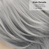 SEVENCOLORS Short Grey Wigs for Women Lace Front Silver Gray Short Wavy Bob Wigs Natural Hair Synthetic Wigs for Older White Women(Short Mixed Grey Wig)