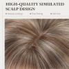 SEVENCOLORS Short Mixed Brown Wigs for White Women Natural Layered Short Hair Wigs with Bangs Synthetic Pixie Wig with Blonde Highlights
