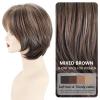 SEVENCOLORS Short Mixed Brown Wigs for White Women Natural Layered Short Hair Wigs with Bangs Synthetic Pixie Wig with Blonde Highlights