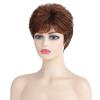 SEVENCOLORS Short Pixie Wigs for Women Layered Natural Looking Dark Brown Wig with Grey Highlights Synthetic Short Hair Womens Wigs(Auburn)