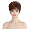 SEVENCOLORS Short Pixie Wigs for Women Layered Natural Looking Dark Brown Wig with Grey Highlights Synthetic Short Hair Womens Wigs(Auburn)