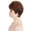 SEVENCOLORS Short Pixie Wigs for Women Layered Natural Looking Dark Brown Wig with Grey Highlights Synthetic Short Hair Womens Wigs(Auburn)