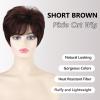 SEVENCOLORS Short Pixie Wigs for Women Layered Natural Looking Dark Brown Wig with Grey Highlights Synthetic Short Hair Womens Wigs(Dark brown)