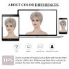SEVENCOLORS Short Pixie Wigs for Women Layered Natural Looking Dark Brown Wig with Grey Highlights Synthetic Short Hair Womens Wigs(Platinum blonde)