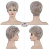 SEVENCOLORS Short Pixie Wigs for Women Layered Natural Looking Dark Brown Wig with Grey Highlights Synthetic Short Hair Womens Wigs(Platinum blonde)