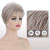 SEVENCOLORS Short Pixie Wigs for Women Layered Natural Looking Dark Brown Wig with Grey Highlights Synthetic Short Hair Womens Wigs(Platinum blonde)
