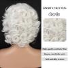 SEVENCOLORS Wigs for Black Women Afro Short Curly Bob Wigs Synthetic Hair African American Wig Natural Looking Glueless Big Curly Wigs(Brown Mixed Blonde)(White)
