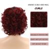 SEVENCOLORS Wigs for Black Women Afro Short Curly Bob Wigs Synthetic Hair African American Wig Natural Looking Glueless Big Curly Wigs(Brown Mixed Blonde)(Ombre burgundy)