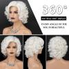 SEVENCOLORS Wigs for Black Women Afro Short Curly Bob Wigs Synthetic Hair African American Wig Natural Looking Glueless Big Curly Wigs(Brown Mixed Blonde)(White)