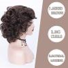 SEVENCOLORS Wigs for Black Women Afro Short Curly Bob Wigs Synthetic Hair African American Wig Natural Looking Glueless Big Curly Wigs(Brown Mixed Blonde)(Mixed brown)