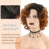 SEVENCOLORS Wigs for Black Women Afro Short Curly Bob Wigs Synthetic Hair African American Wig Natural Looking Glueless Big Curly Wigs(Brown Mixed Blonde)(Ombre blonde)