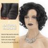 SEVENCOLORS Wigs for Black Women Afro Short Curly Bob Wigs Synthetic Hair African American Wig Natural Looking Glueless Big Curly Wigs(Brown Mixed Blonde)(Black)