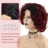 SEVENCOLORS Wigs for Black Women Afro Short Curly Bob Wigs Synthetic Hair African American Wig Natural Looking Glueless Big Curly Wigs(Brown Mixed Blonde)(Ombre burgundy)
