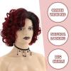 SEVENCOLORS Wigs for Black Women Afro Short Curly Bob Wigs Synthetic Hair African American Wig Natural Looking Glueless Big Curly Wigs(Brown Mixed Blonde)(Ombre burgundy)