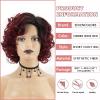 SEVENCOLORS Wigs for Black Women Afro Short Curly Bob Wigs Synthetic Hair African American Wig Natural Looking Glueless Big Curly Wigs(Brown Mixed Blonde)(Ombre burgundy)