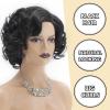 SEVENCOLORS Wigs for Black Women Afro Short Curly Bob Wigs Synthetic Hair African American Wig Natural Looking Glueless Big Curly Wigs(Brown Mixed Blonde)(Black)