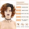 SEVENCOLORS Wigs for Black Women Afro Short Curly Bob Wigs Synthetic Hair African American Wig Natural Looking Glueless Big Curly Wigs(Brown Mixed Blonde)(Ombre blonde)