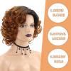 SEVENCOLORS Wigs for Black Women Afro Short Curly Bob Wigs Synthetic Hair African American Wig Natural Looking Glueless Big Curly Wigs(Brown Mixed Blonde)(Ombre blonde)