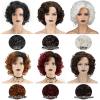 SEVENCOLORS Wigs for Black Women Afro Short Curly Bob Wigs Synthetic Hair African American Wig Natural Looking Glueless Big Curly Wigs(Brown Mixed Blonde)(Brown mixed blonde)