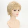 Short Mixed Brown Wigs with Dark Roots Natural Layered Short Hair Wigs for White Women Synthetic Blonde Highlights Wigs(Blonde)