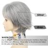 Short Mixed Brown Wigs with Dark Roots Natural Layered Short Hair Wigs for White Women Synthetic Blonde Highlights Wigs(Mixed grey)