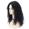 SEVENCOLORS Long Black Wavy Wigs for Women Natural Soft Hair Black Wig with Bangs Synthetic Fluffy Curly Wigs for Daily Party Cosplay(Black)