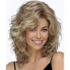 SEVENCOLORS Long Black Wavy Wigs for Women Natural Soft Hair Black Wig with Bangs Synthetic Fluffy Curly Wigs for Daily Party Cosplay(Blonde)