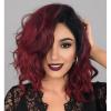 SEVENCOLORS Long Black Wavy Wigs for Women Natural Soft Hair Black Wig with Bangs Synthetic Fluffy Curly Wigs for Daily Party Cosplay(Burgundy)